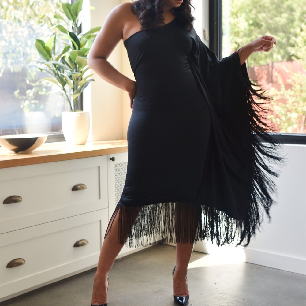 Elegant Black Fringe Dress